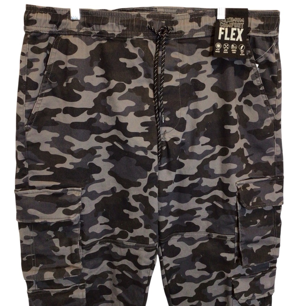 Men’s Lazer Stacked Cargo Jogger Pants XL Grey Camo Stretch NWT Drawstring - Picture 3 of 9